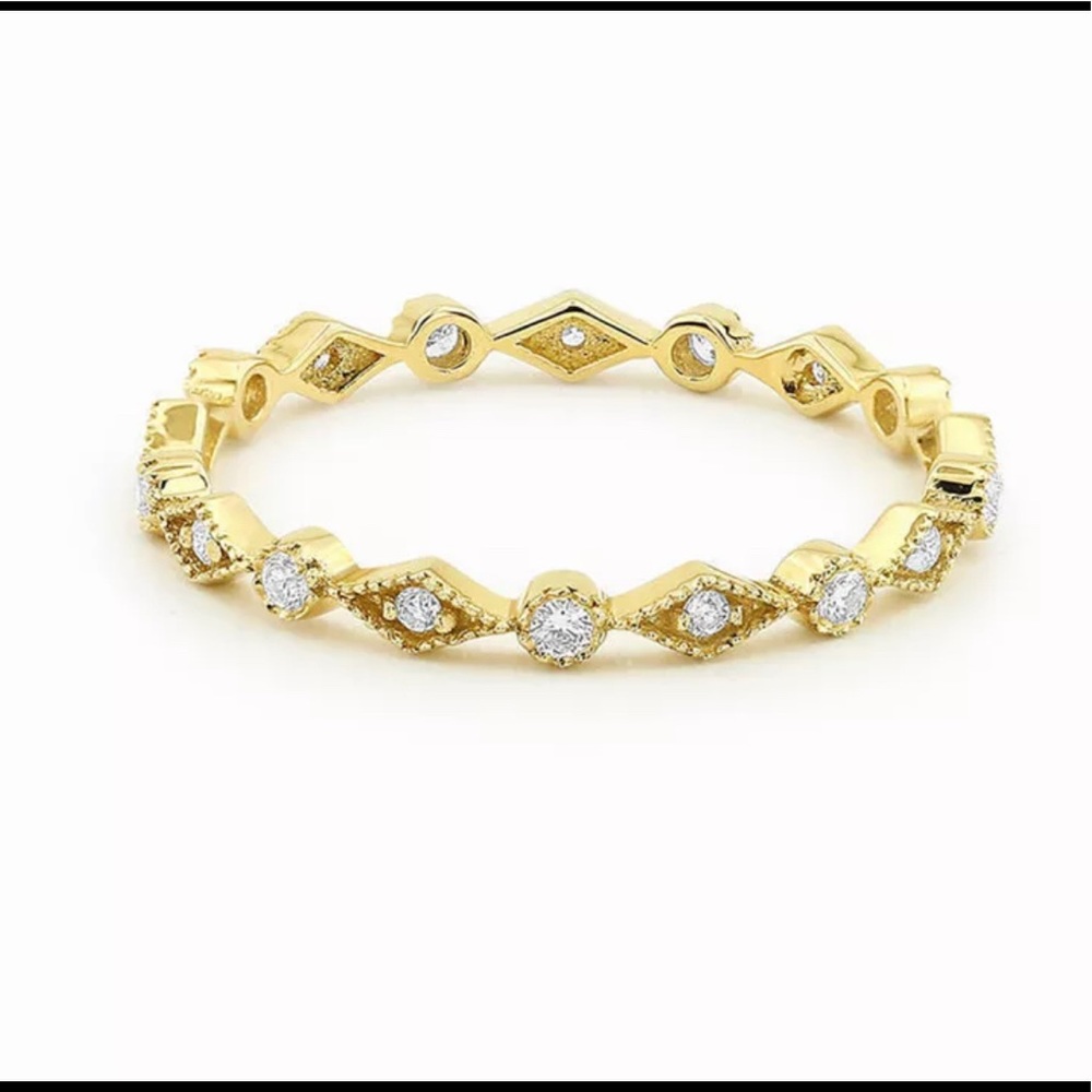 Gold Eternity Stacking Ring with CZ’s - Picture 2 of 5